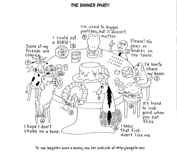 Elizabeth Wagele's Enneagram Dinner Table Cartoon