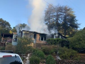 The smoldering remains