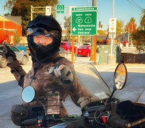 Carla King Highway 1 Santa Cruz KLR 650 motorcycle