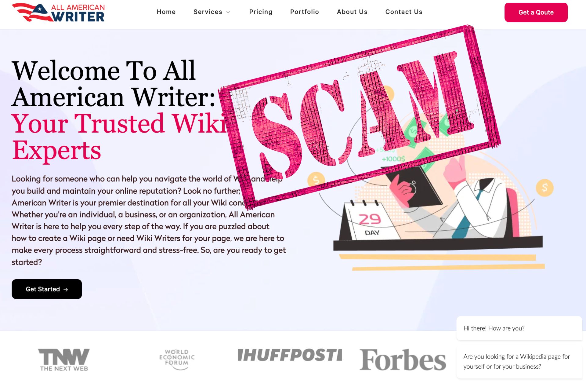 Wikipedia scam - all american writers