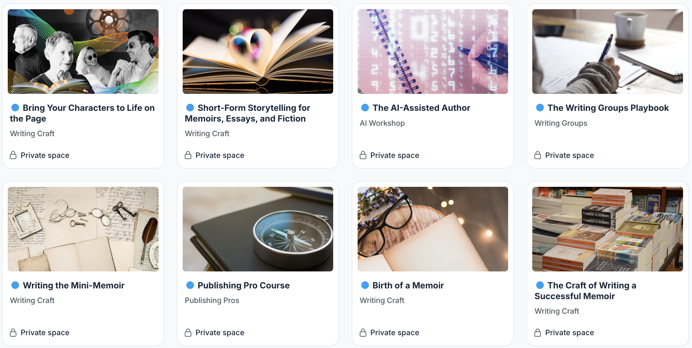Courses offered via the Writing & Publishing Compass